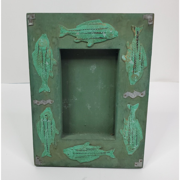 Midwest Importers Of Cannon Falls Other - Green Wood Picture Frame With Metal Fish Accents 3" x 4.5" Photo Opening
